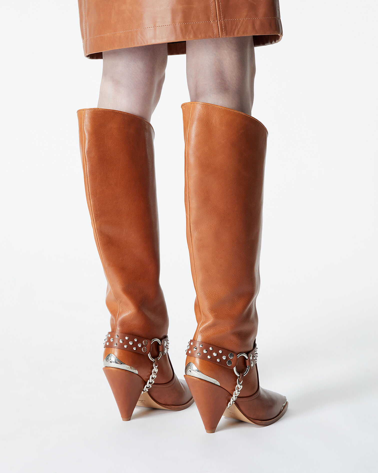 Western camel-colored heeled boots, CAMEL, hi-res image number null