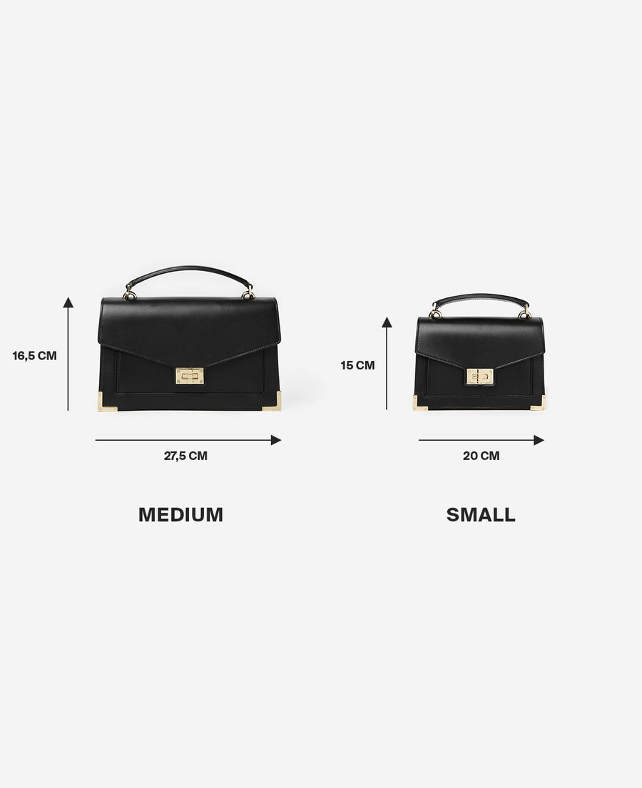 Small black leather handbag with gold details | The Kooples - US