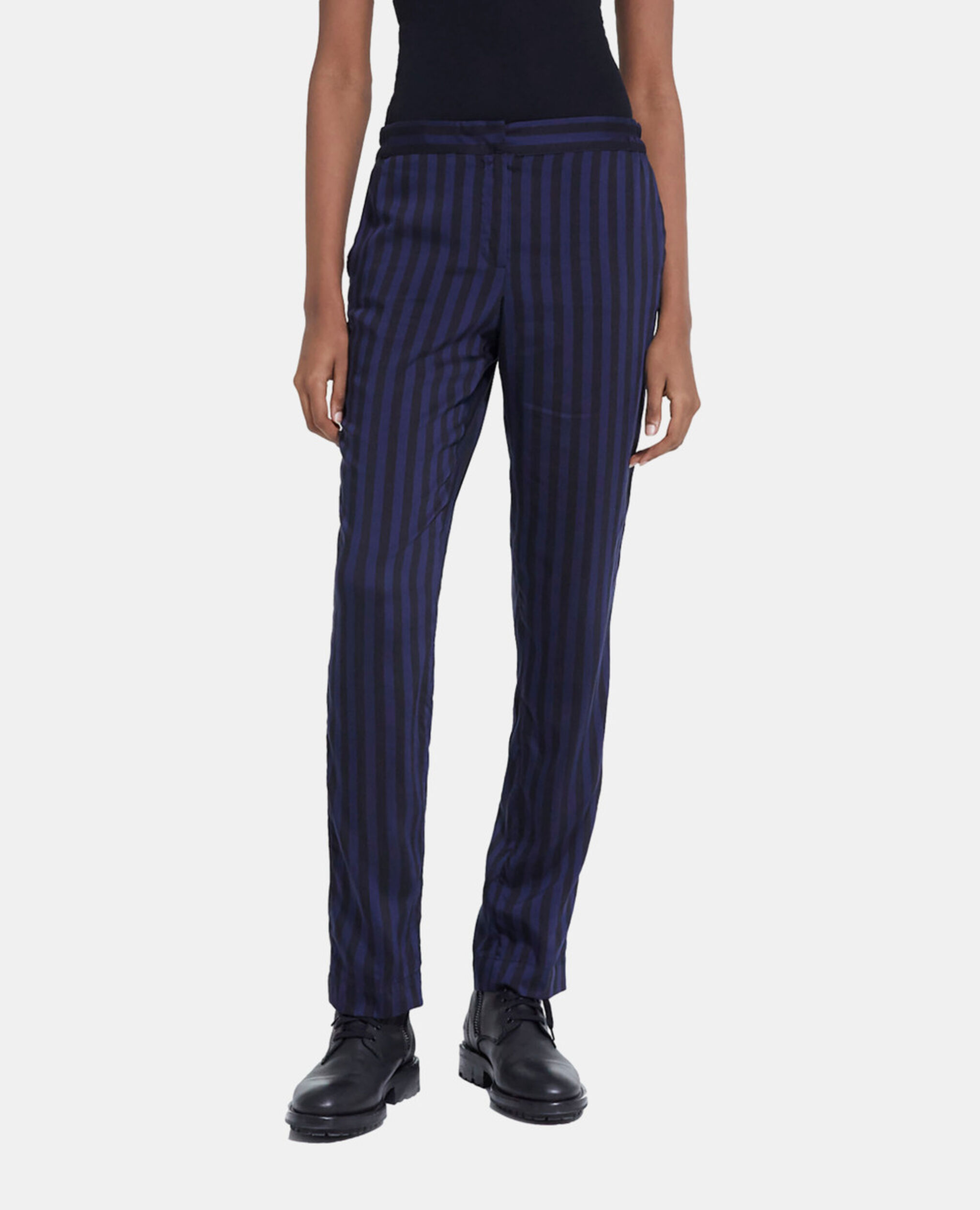 Straight-cut striped pants, BLACK NAVY, hi-res image number null