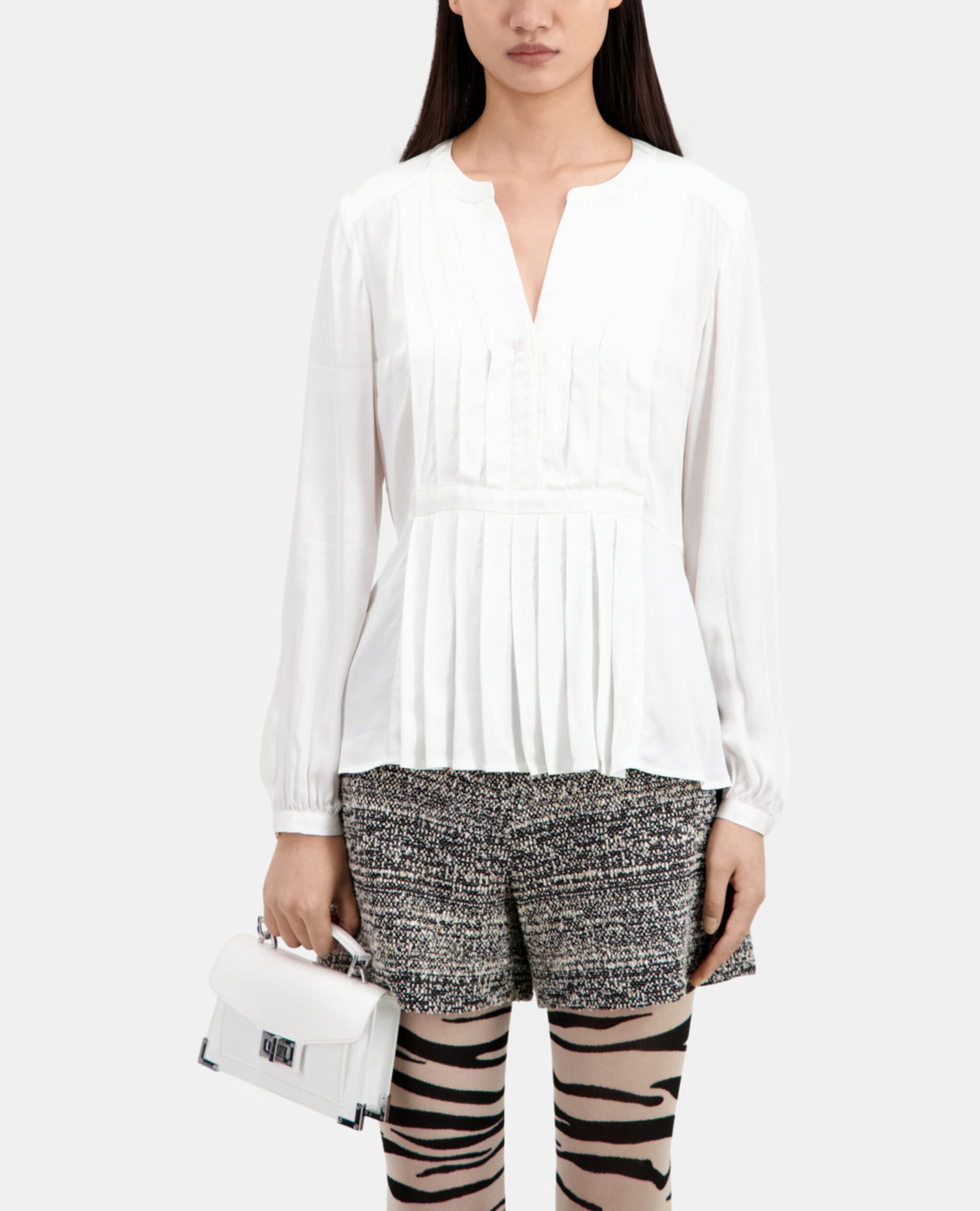 Ecru top with pleating, ECRU, hi-res image number null