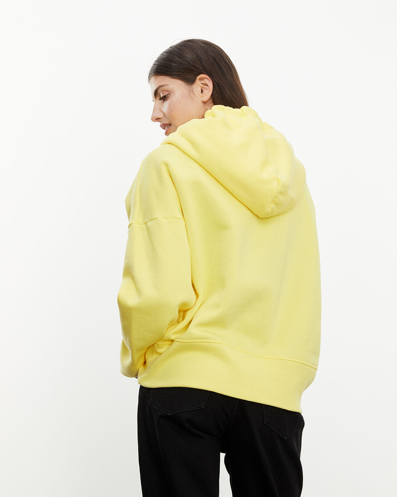 The Kooples FEMME YELLOW sweat jaune à capuche et logo imprimé
