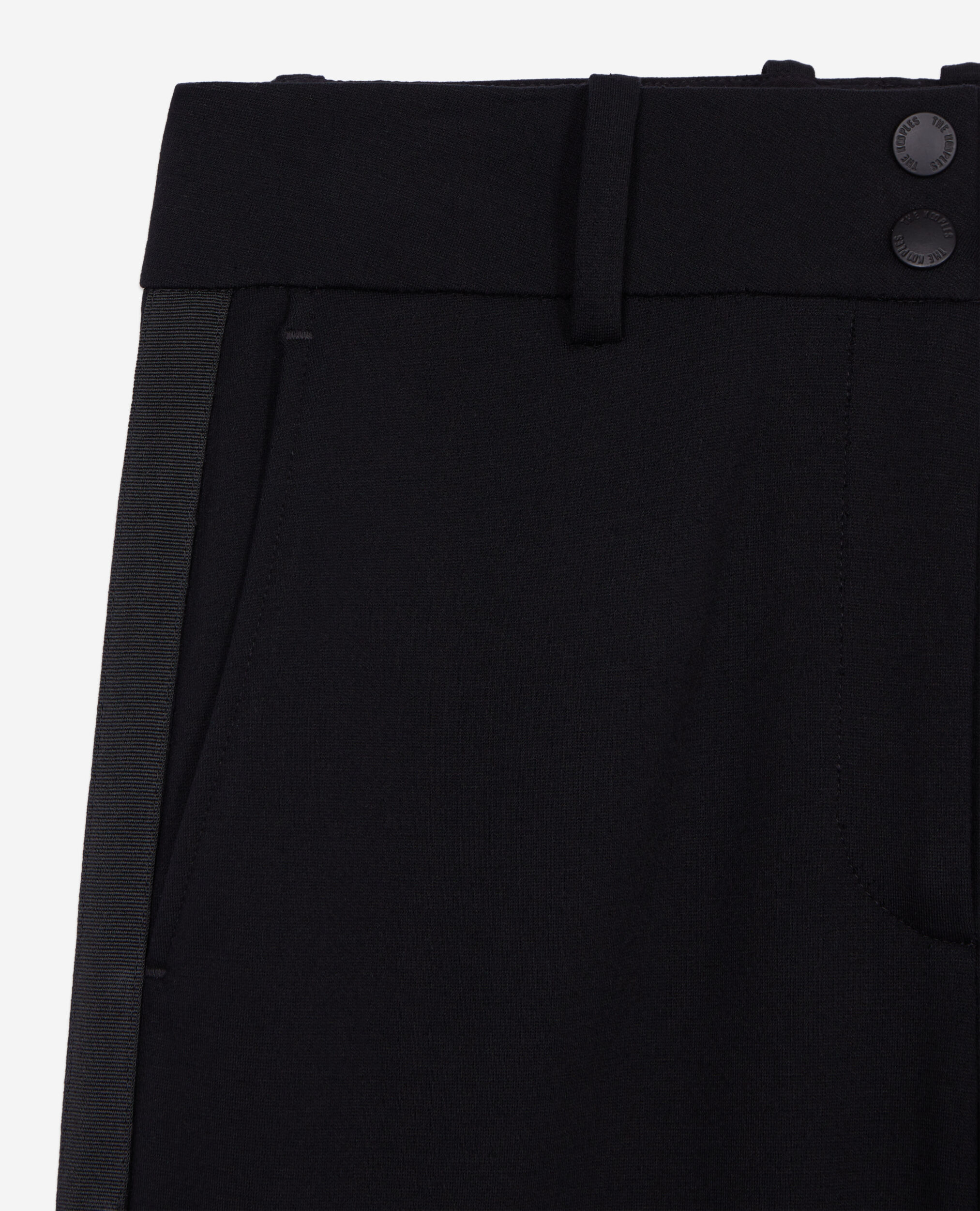 Straight black suit trousers with grosgrain, BLACK, hi-res image number null