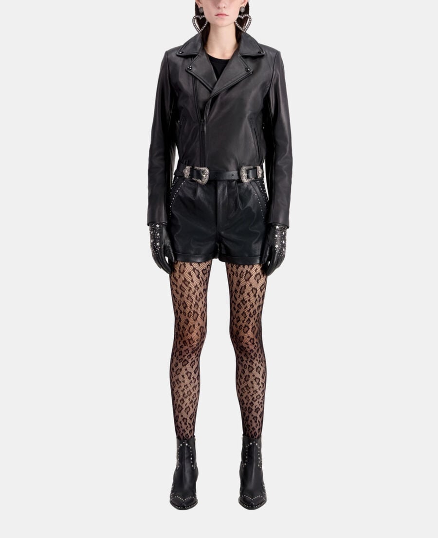 The Kooples FEMME BLACK blouson en cuir noir