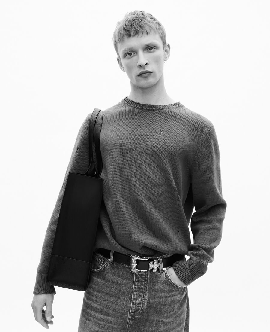 The Kooples H KAKI khaki openwork sweater