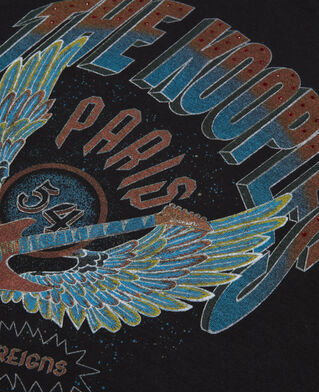 The Kooples F BLACK WASHED black t-shirt with guitar serigraphy