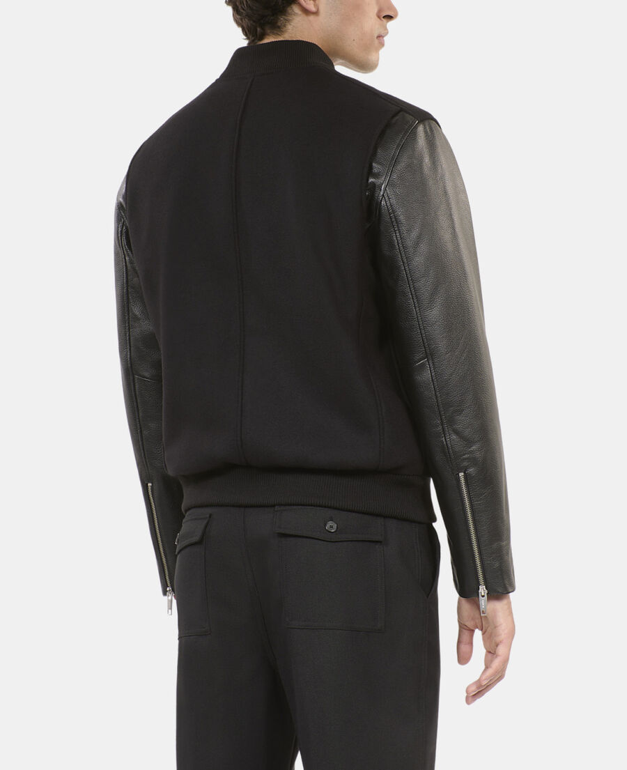 The Kooples H BLACK black double-faced wool and leather jacket