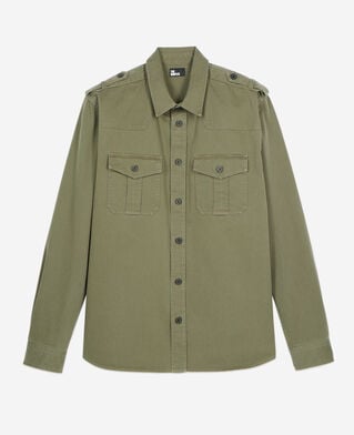 The Kooples MEN OLIVE NIGHT khaki officer style overshirt