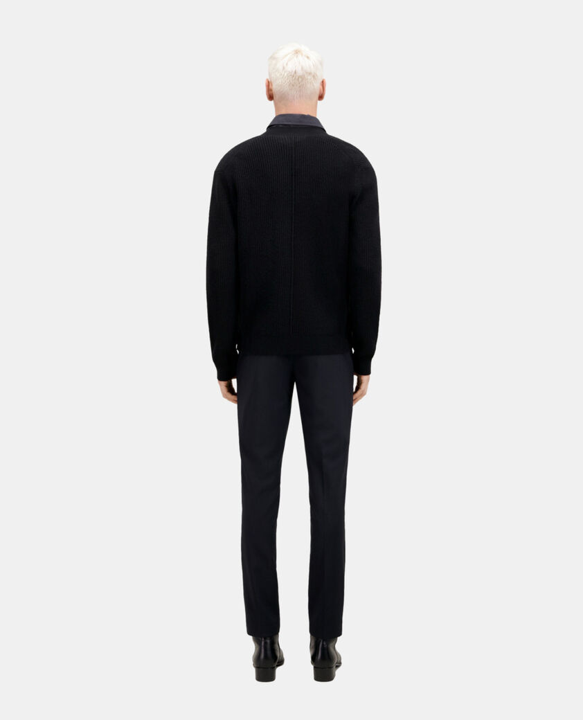 The Kooples HERREN BLACK schwarze strickjacke aus geripptem wollgemisch