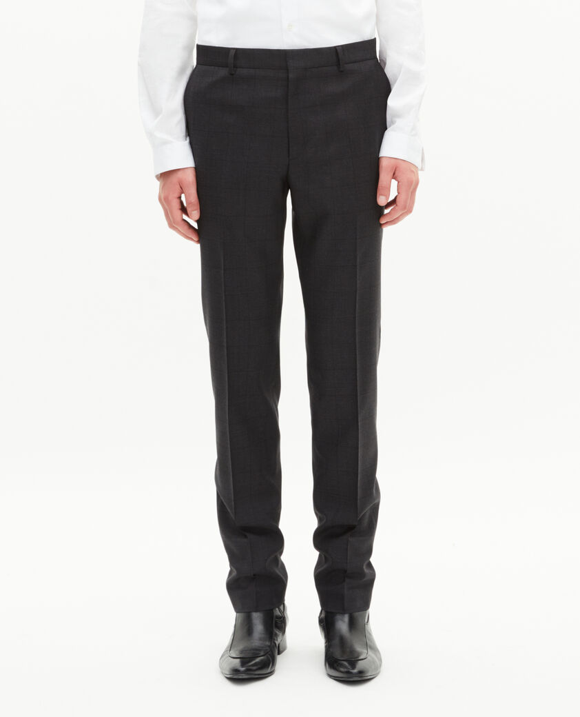The Kooples MEN BLACK black wool plaid slim fit suit pants