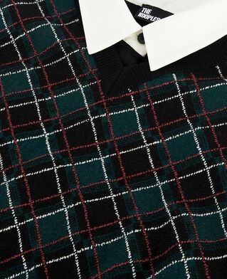 The Kooples F BLACK DARK GREEN green check knit short dress