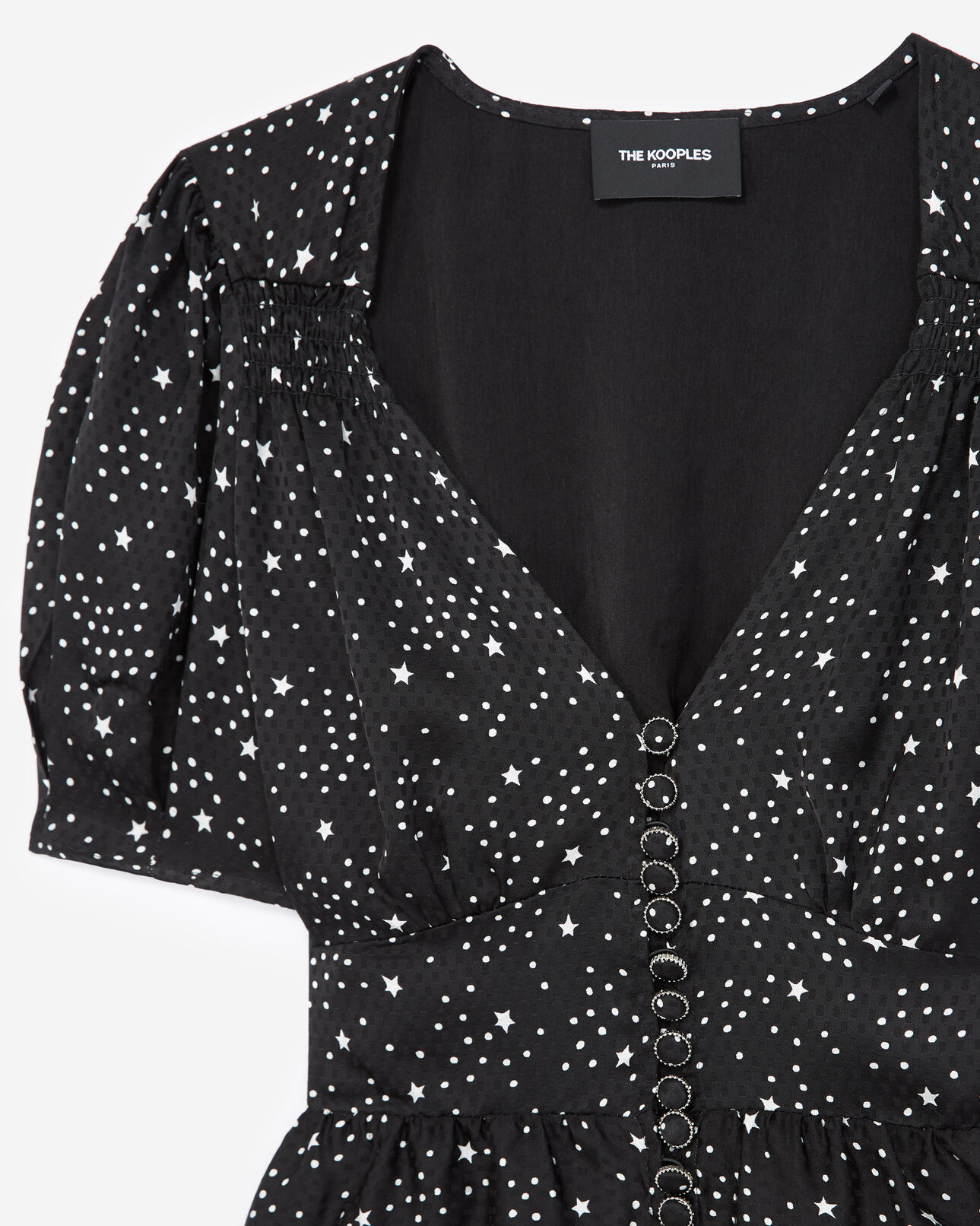 The Kooples FEMME BLACK WHITE top boutonné noir motifs étoiles