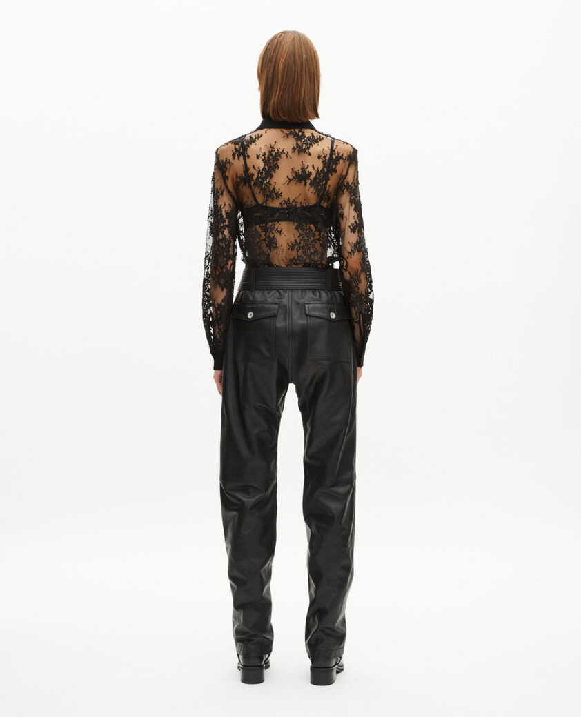 The Kooples FEMME BLACK pantalon droit en cuir