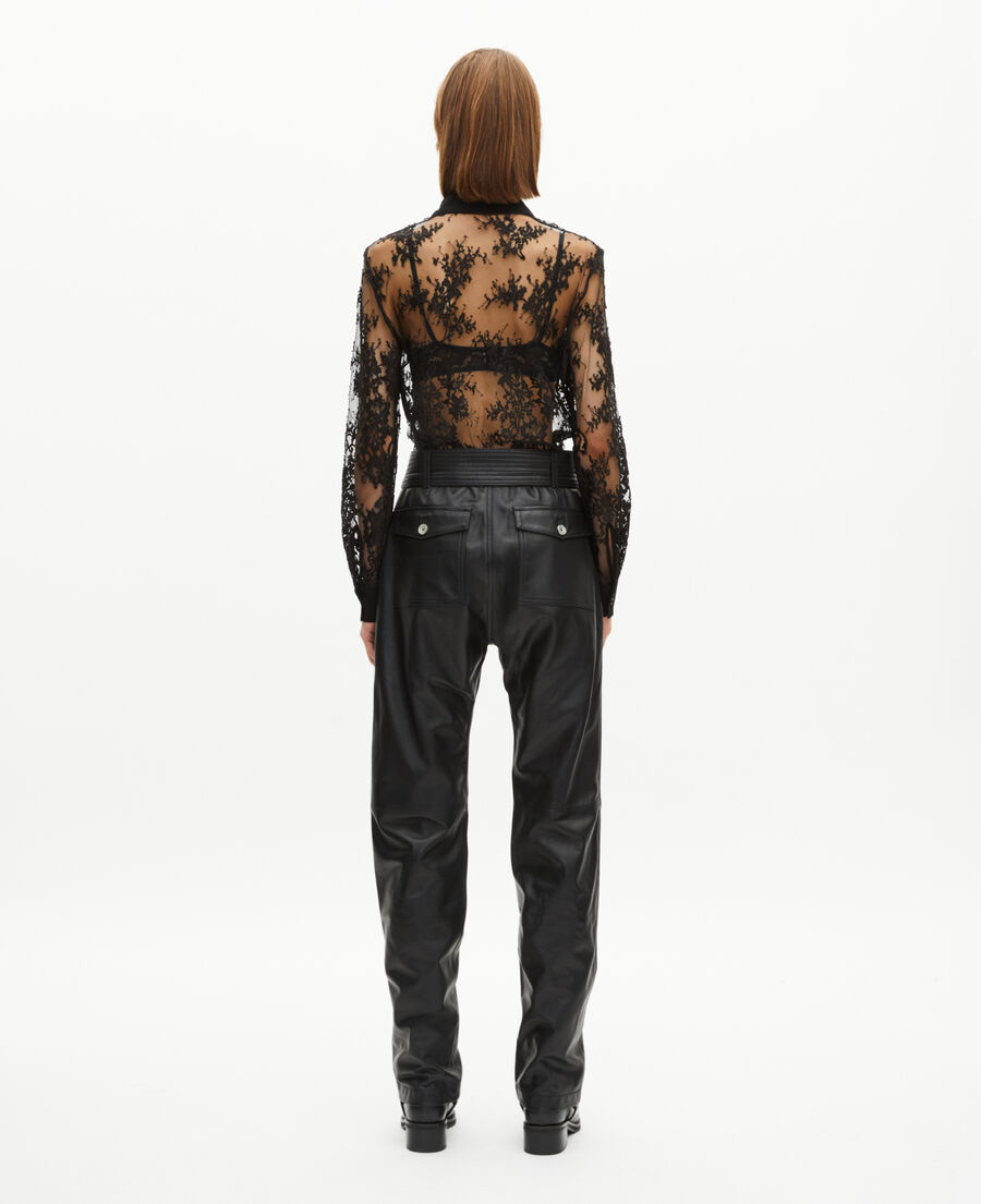 The Kooples F BLACK straight-leg leather pants