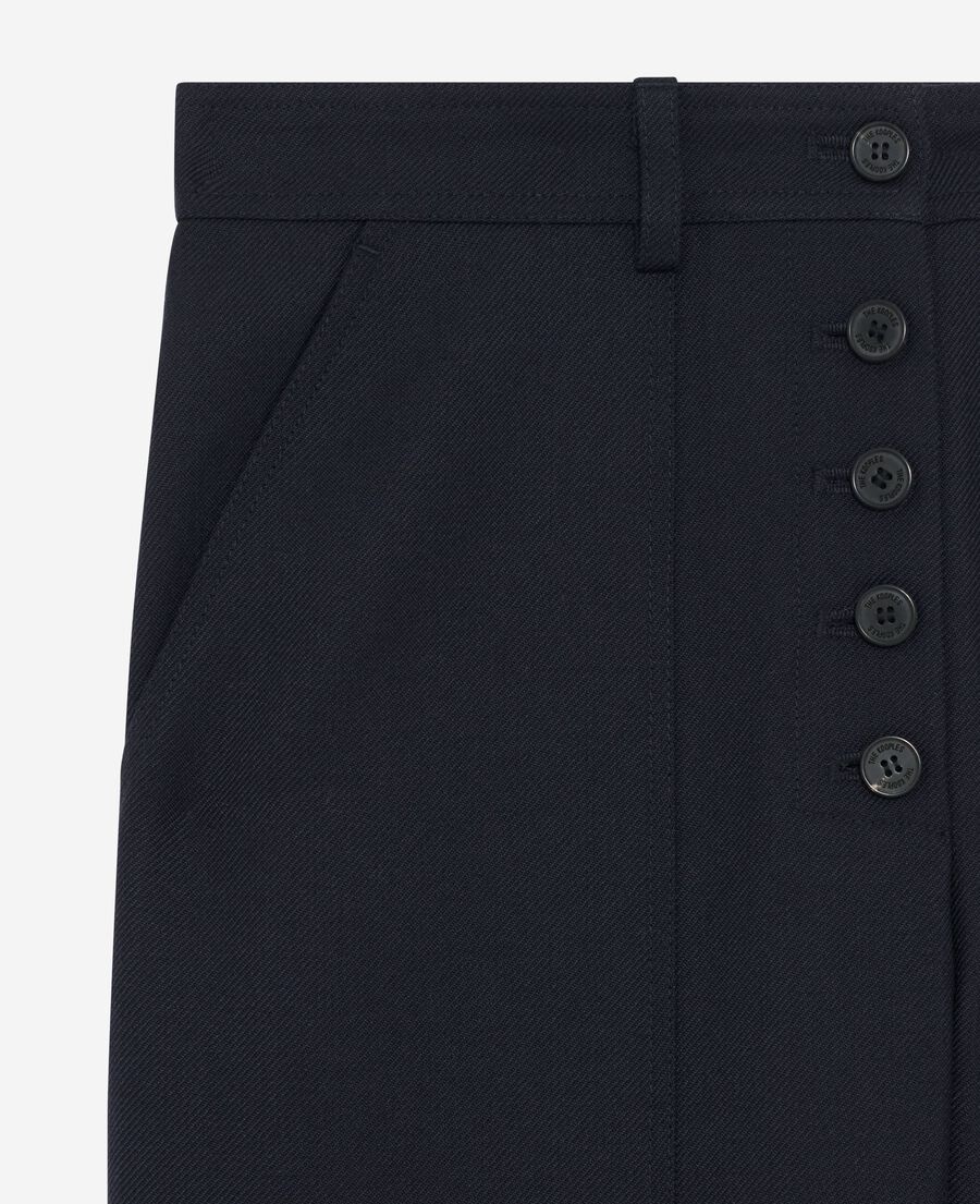 The Kooples FEMME NAVY pantalon droit à boutons marine