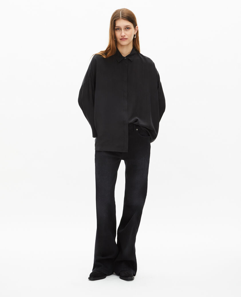 The Kooples WOMEN BLACK loose black washed silk shirt