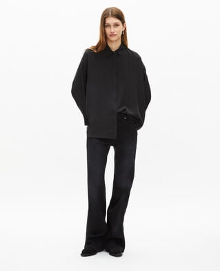 The Kooples FEMME BLACK chemise ample en soie lav&eacute;e noire