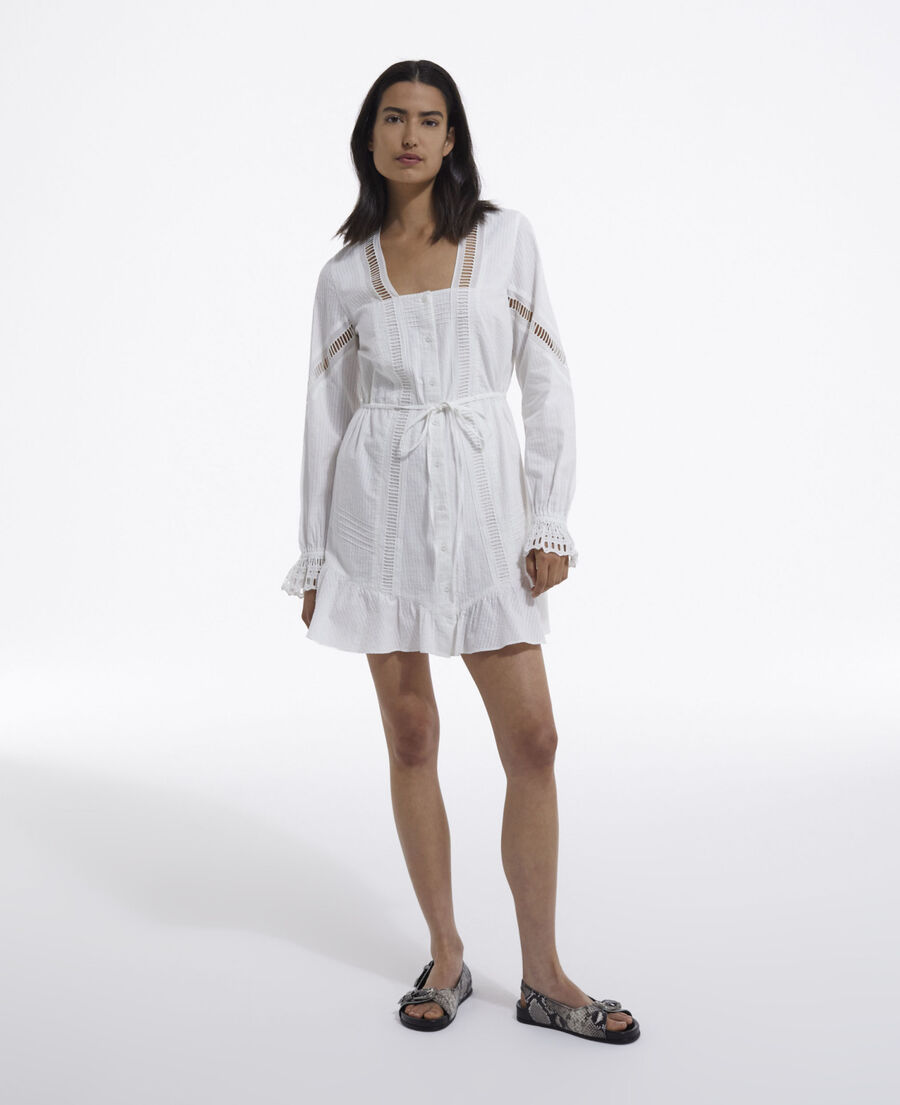 short white light dress with embroidery
