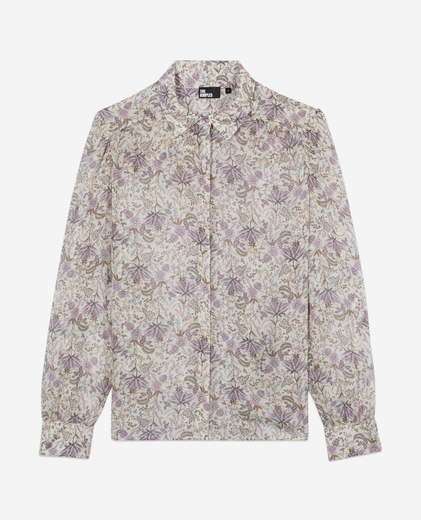The Kooples FEMME ECRU/MAUVE CHALK chemise fleurie