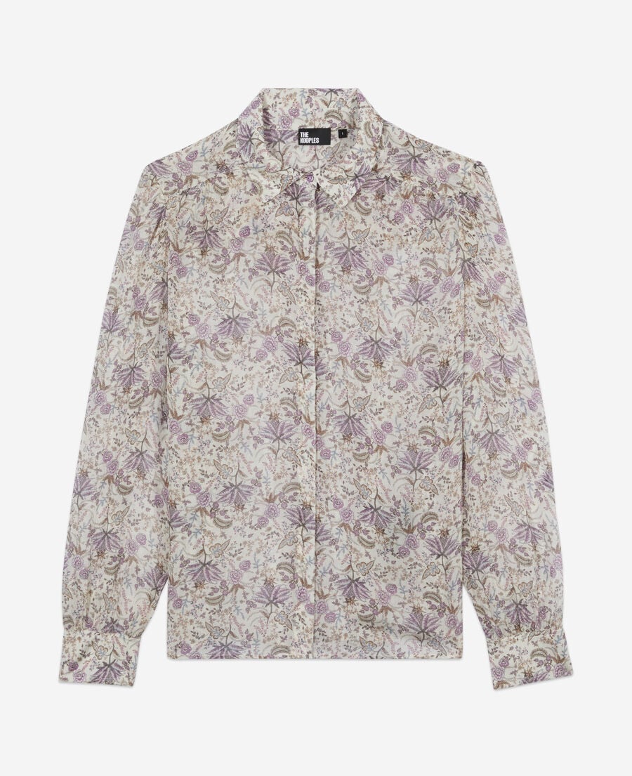 The Kooples FEMME ECRU/MAUVE CHALK chemise fleurie