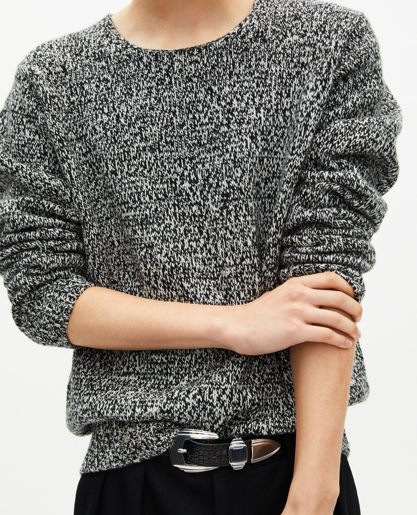 The Kooples HOMBRE BLACK WHITE suéter de lana mouliné blanco y negro