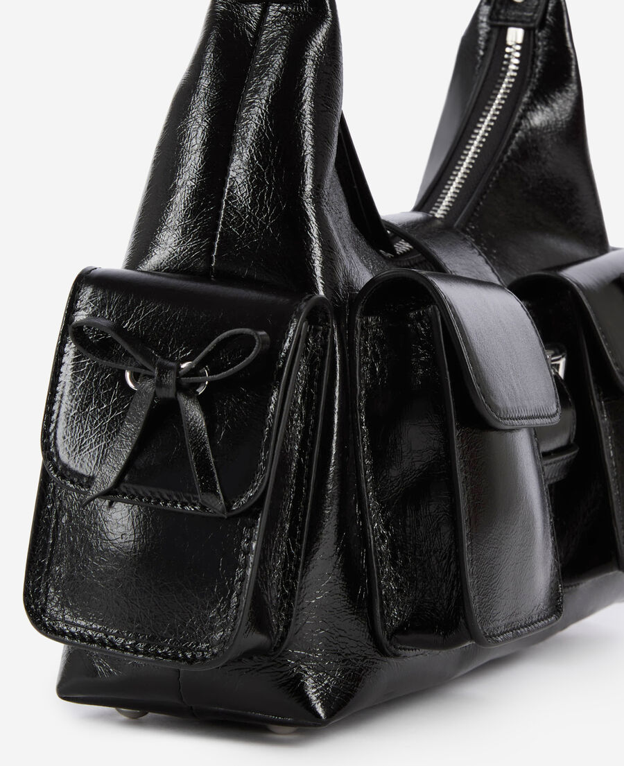 The Kooples WOMEN BLACK black vintage treatment leather amelia bag
