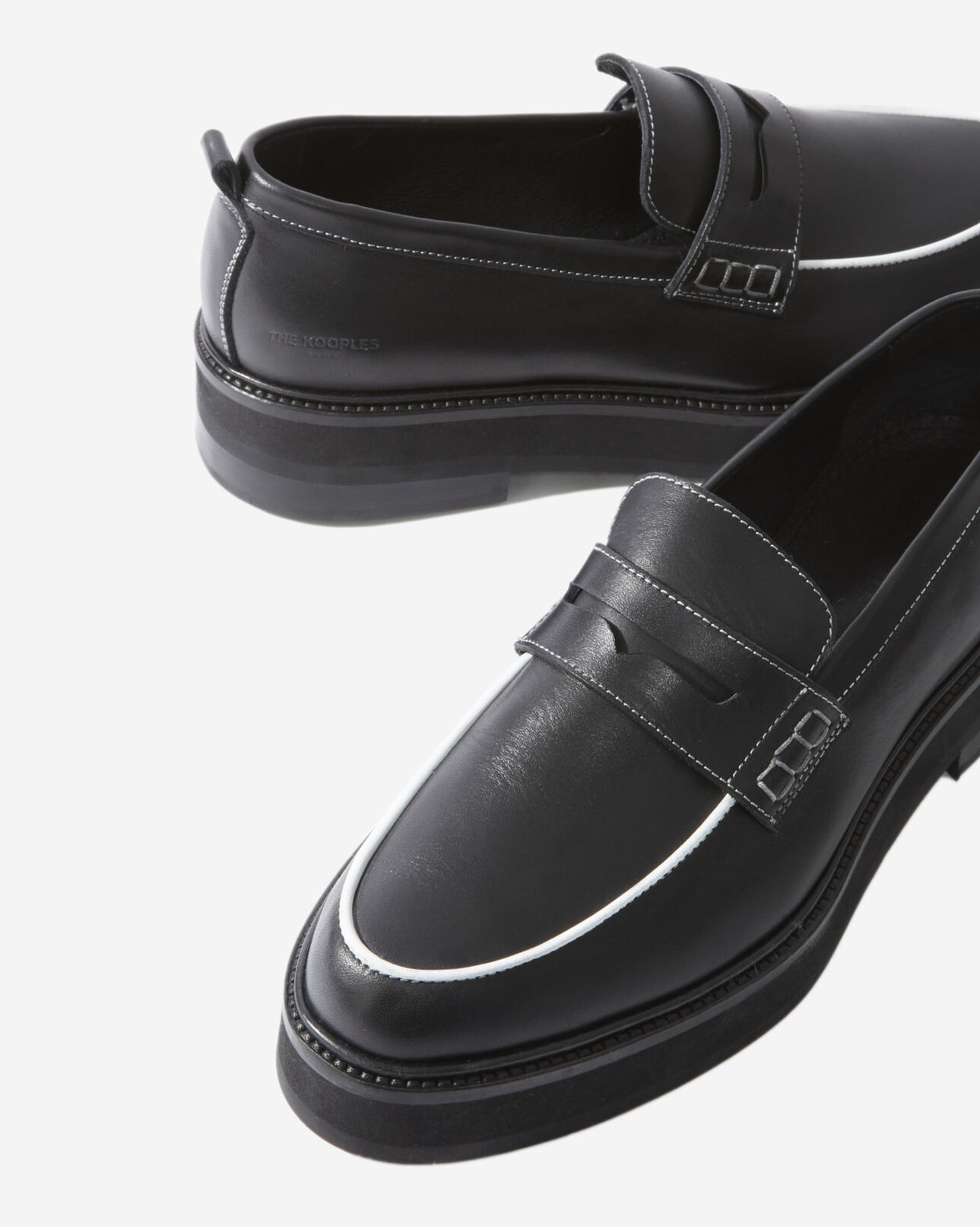 The Kooples FEMME BLACK mocassins noirs cuir contours contrastés