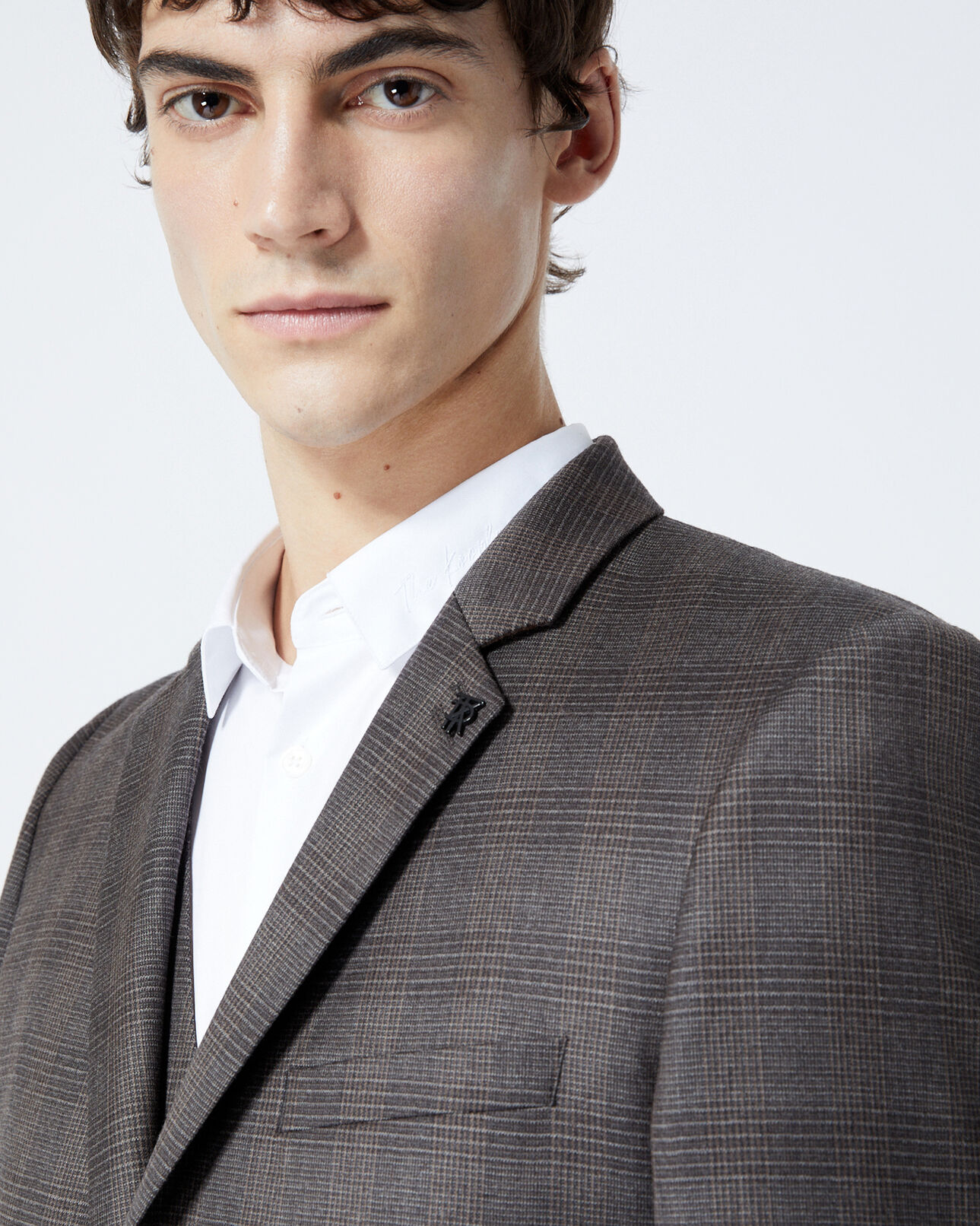 The Kooples HOMME DARK GREY veste laine grise à carreaux