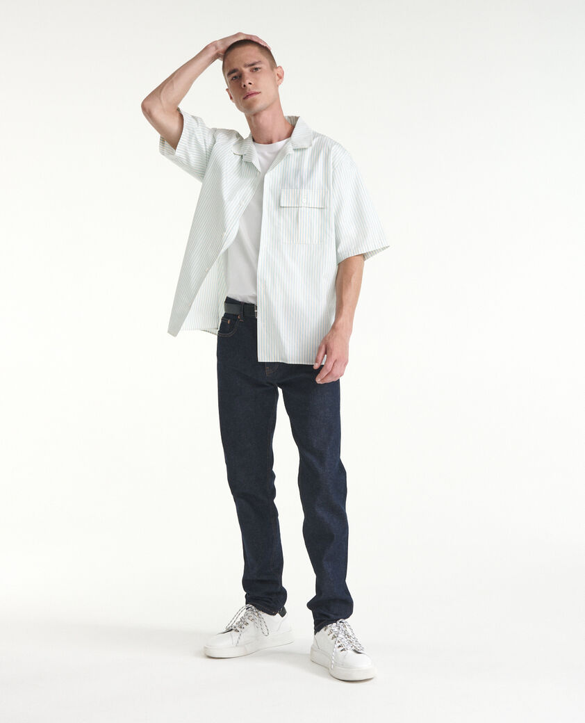 The Kooples HOMBRE BABY BLUE - YELLOW camisa cuello hawaiano crudo azul rayas