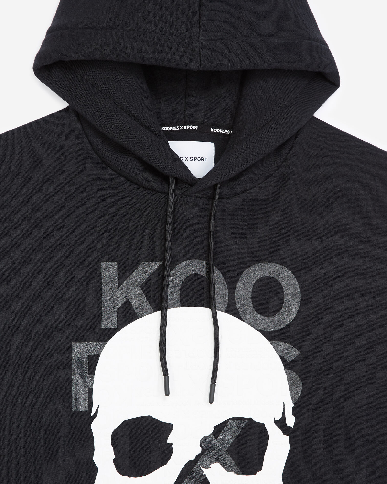Black sweatshirt with hood and skull motif, BLACK, hi-res image number null