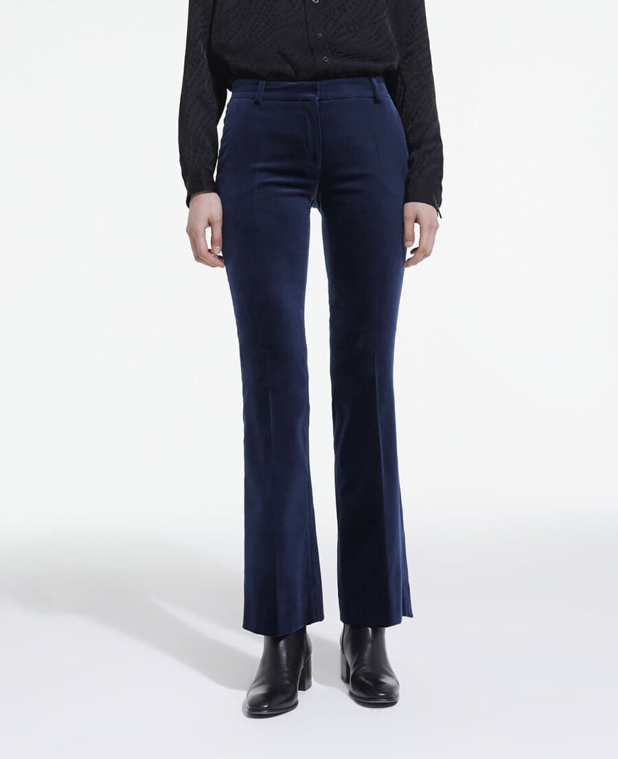 The Kooples FEMME NAVY pantalon de costume en velours bleu
