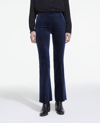The Kooples FEMME NAVY pantalon de costume en velours bleu
