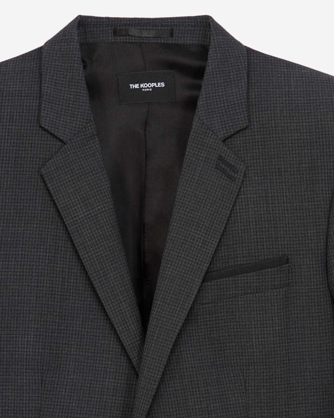 The Kooples HOMME ANTHRACITE veste laine grise micro-carreaux slim