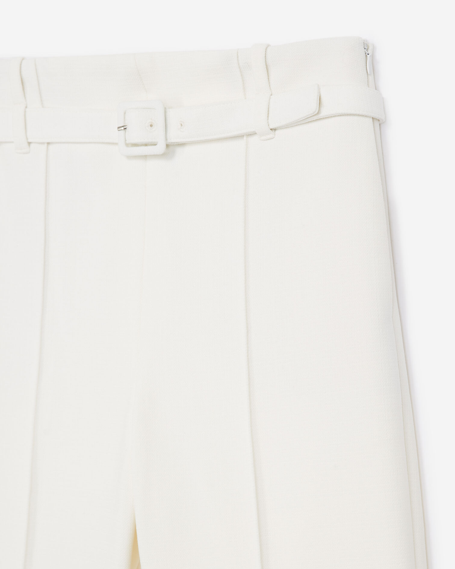 Straight-cut ecru suit trousers with belt, ECRU, hi-res image number null