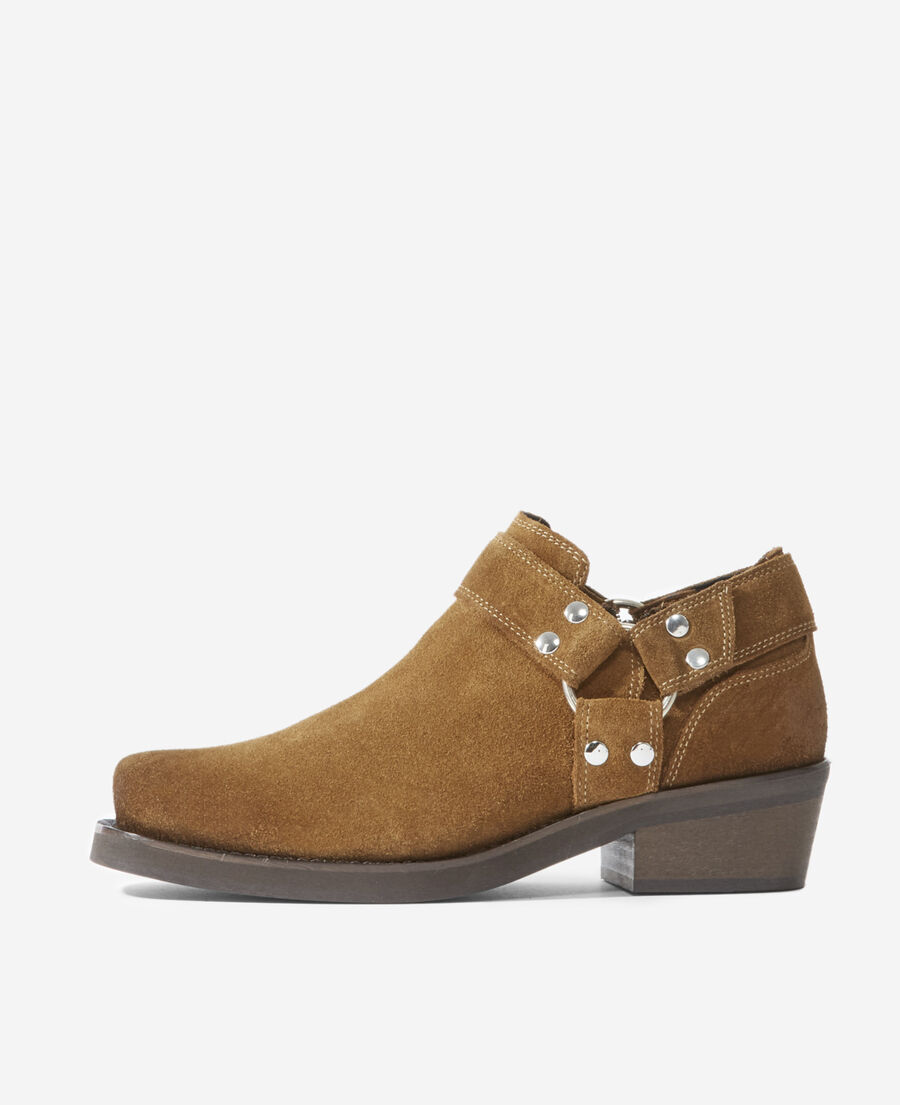 low ankle boots with brown straps