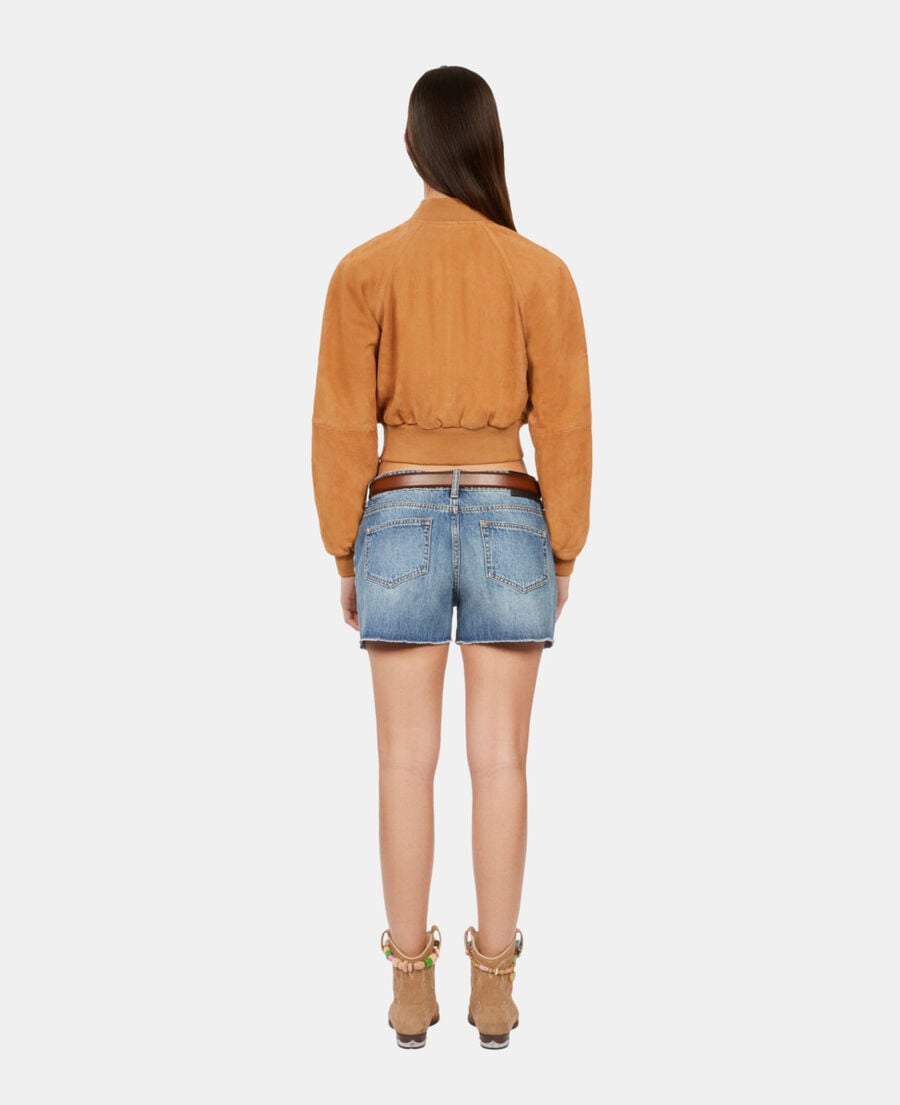 The Kooples FEMME CAMEL blouson en cuir suède camel