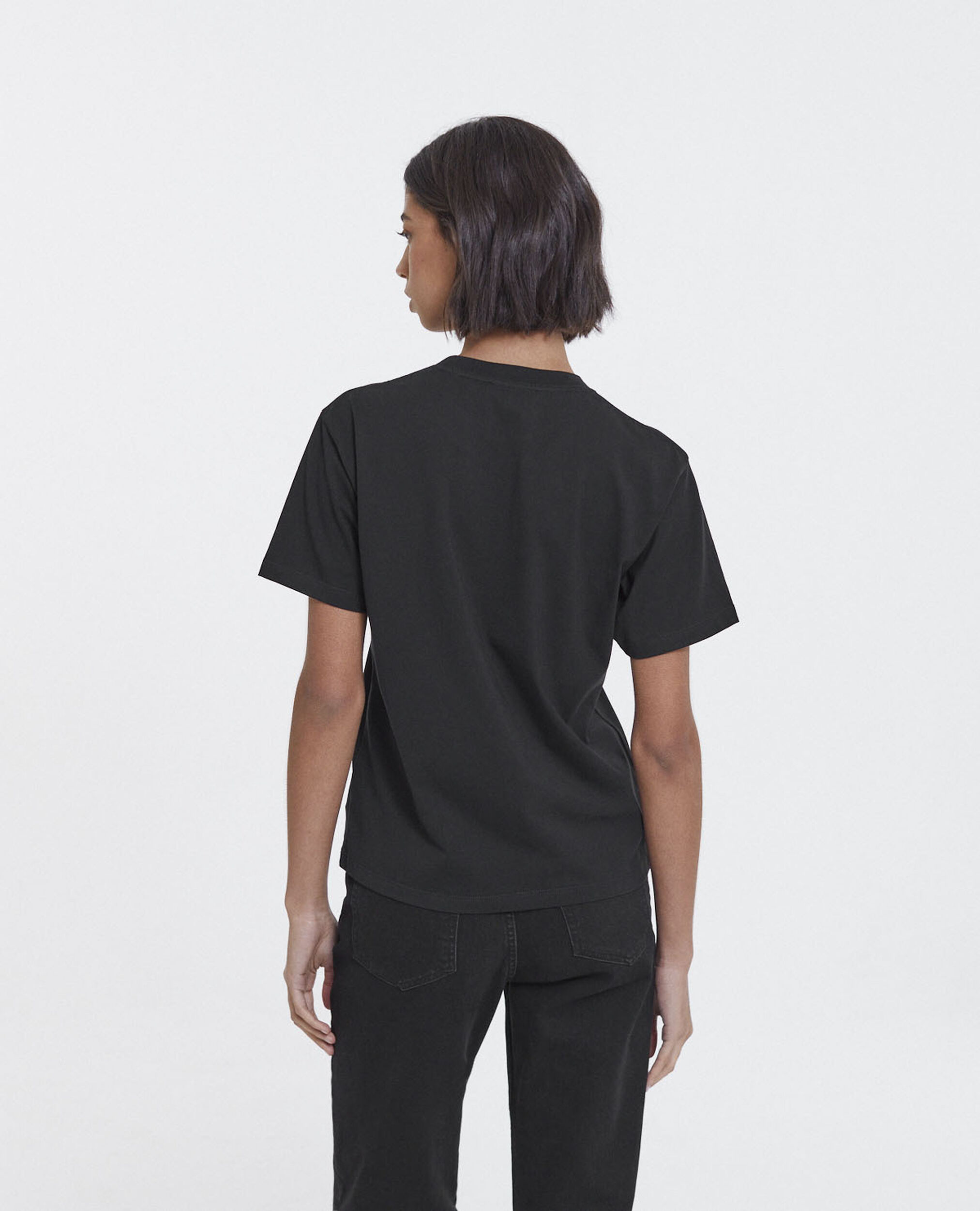 Schwarzes T-Shirt mit weißem The Kooples-Logo, BLACK, hi-res image number null