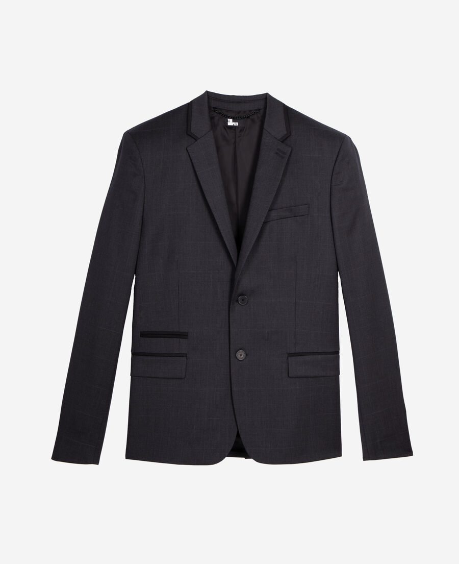 grey wool prince of wales suit jacket