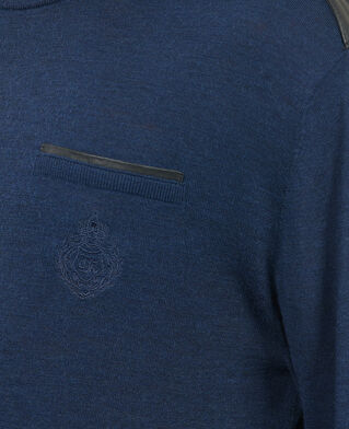 The Kooples HOMME DARK BLUE pull en laine m&eacute;rinos bleue