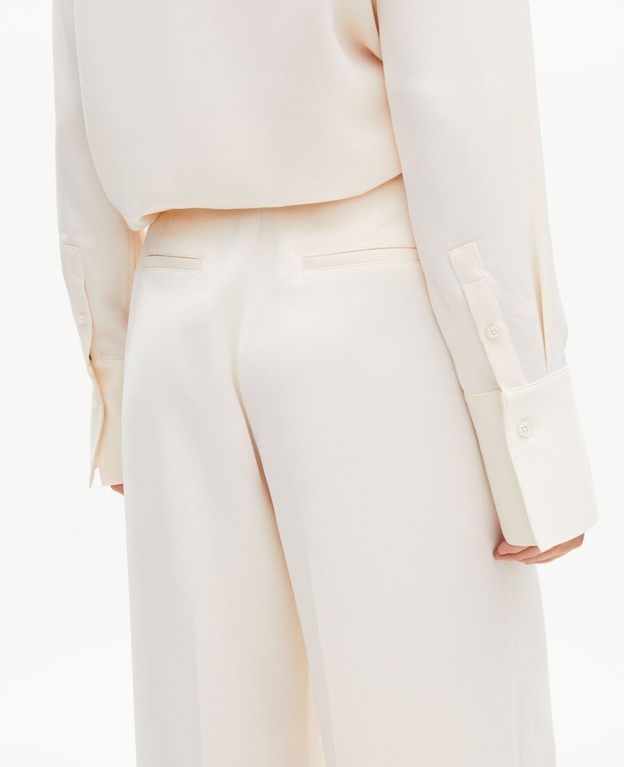 The Kooples WOMEN WHITE wide-leg pants in ecru satin