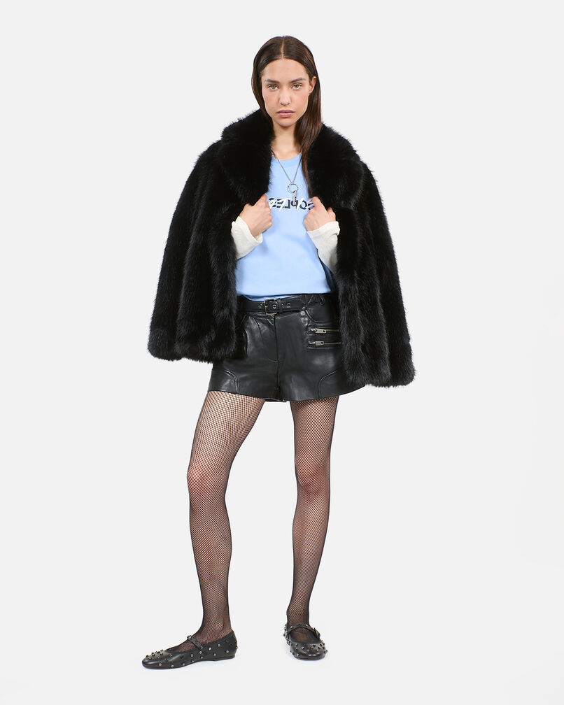 The Kooples WOMEN BLACK black leather shorts