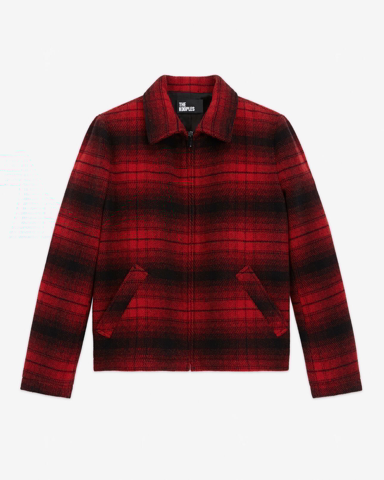 The Kooples FEMME RED / BLACK blouson en laine à carreaux