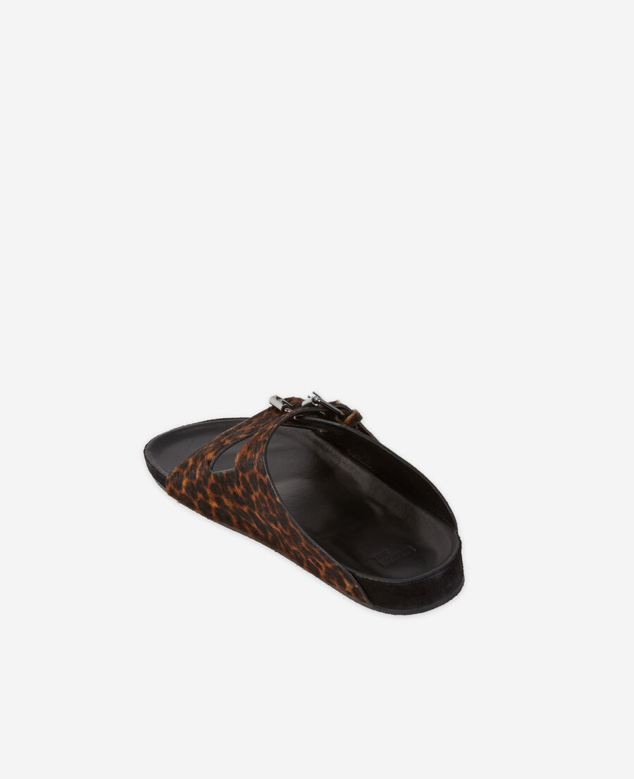 sandales en cuir léopard