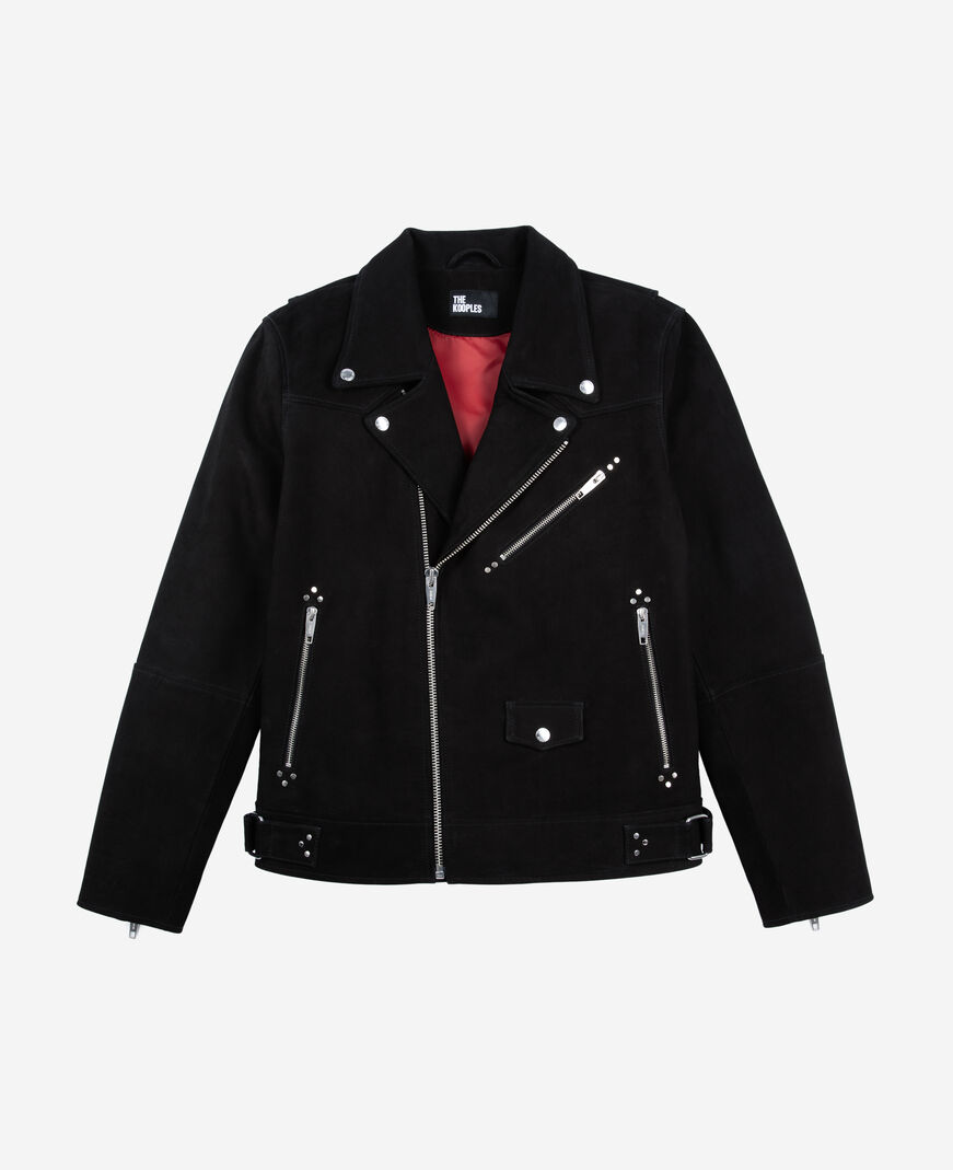 The Kooples MEN BLACK black nubuck biker jacket