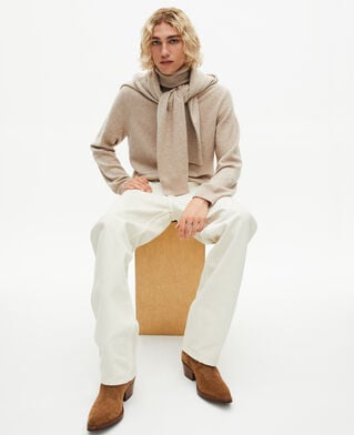 The Kooples HOMME BEIGE MELANGE pull col roulé en cachemire beige