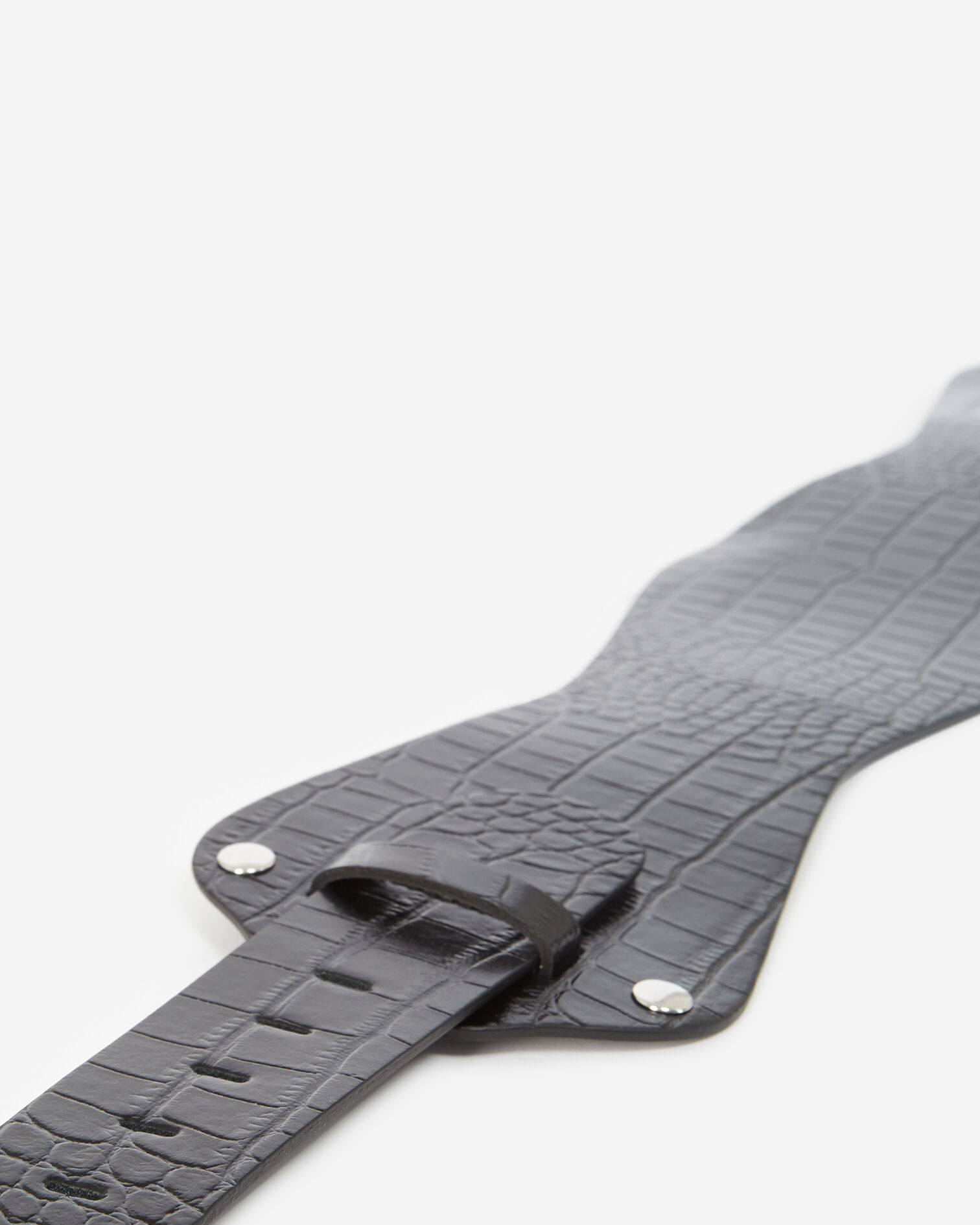 Black large leather belt with silver buckle, BLACK, hi-res image number null
