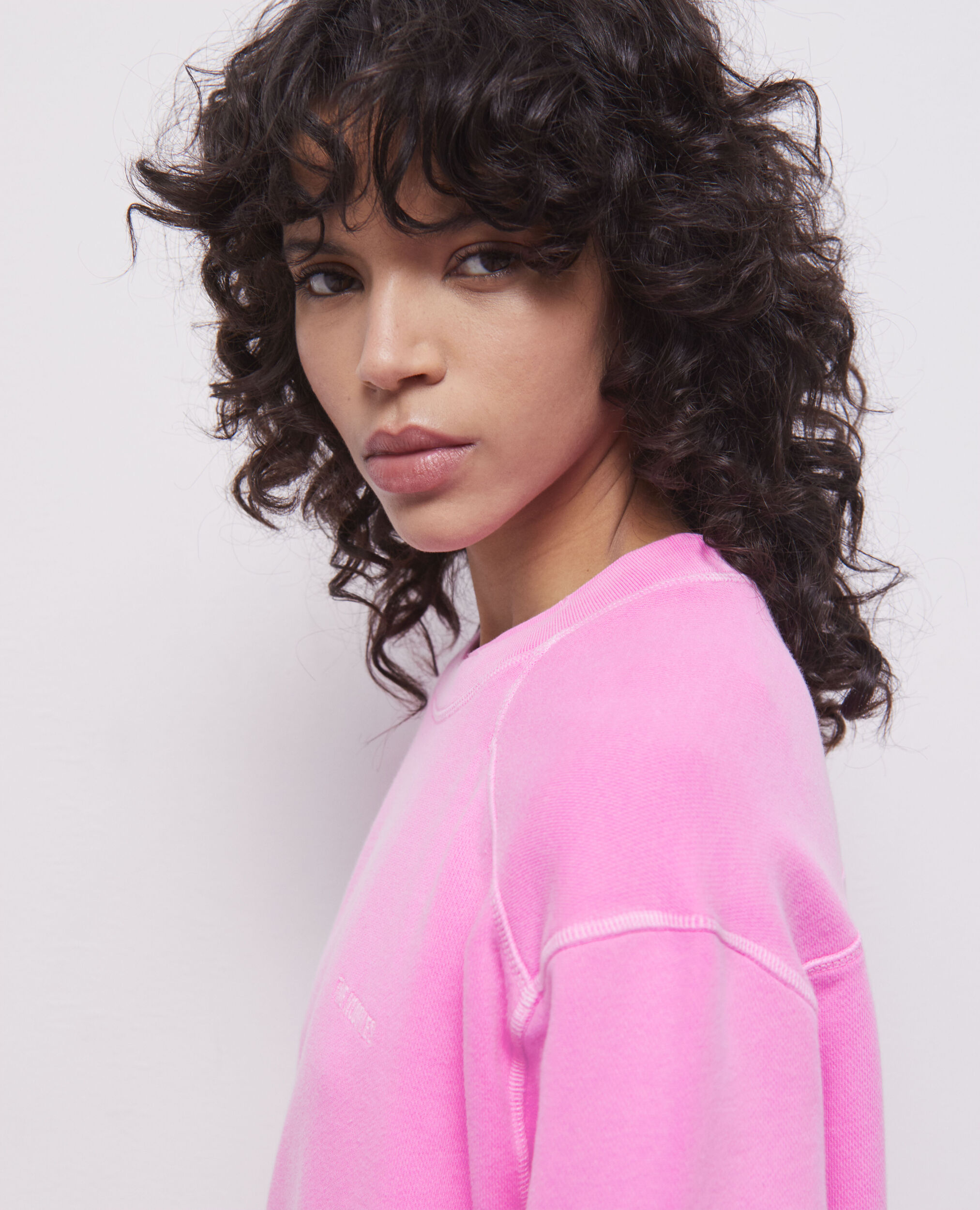 Fluorescent pink sweatshirt with logo The Kooples US