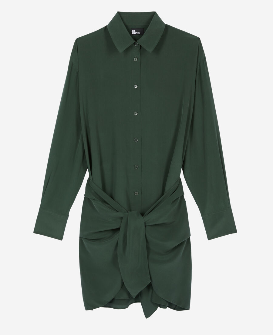 vestido camisero verde corto lazo