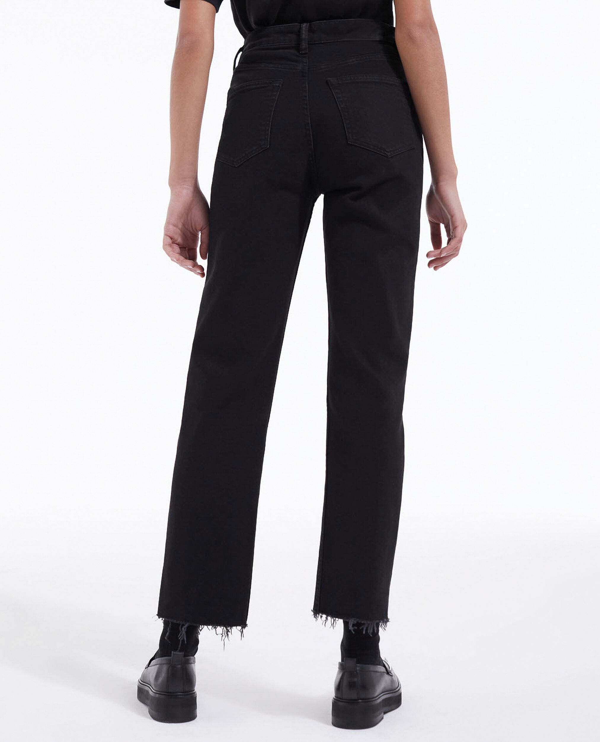 Cropped and frayed faded black jeans, BLACK WASHED, hi-res image number null