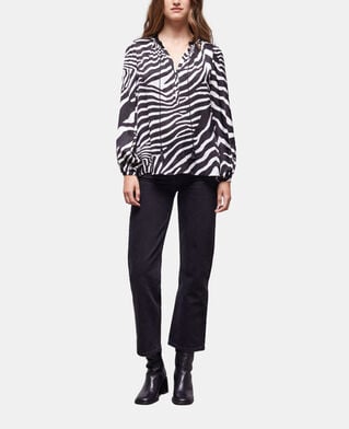 The Kooples FEMME BLACK WHITE blouse imprimée zébré