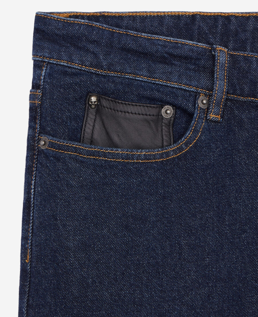 The Kooples HOMME BLUE BRUT jean bleu slim avec poche en cuir